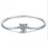 European and American popular personality set with inlaid cat S925 sterling silver bracelet DIY beaded bracelet