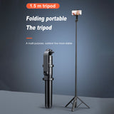 1.5M Selfie Stick Tripod Camera tripod with Bluetooth Remote Controller for Cell Phone for Iphone Video Recording Vlogging