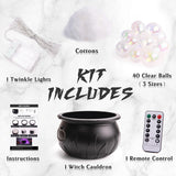 Halloween Light-up Bubble Cauldron with 40 Led Balls DIY Realistics Witches Bowl Kettles Holiday For Home Party Decor