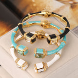 Fashion Jewelry Enamel Glaze Hand Painted Pearlescent Bamboo Bracelet