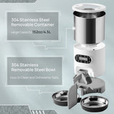 Voice Recorder Control 4.5L Cat Dog Food Automatic Dispenser Stainless Steel Bowl Recording Timing Feeding Smart Pet Feeder