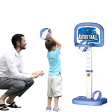 Swimming Hoop Adjustable Height Pool Toys w/ 2 Ball & Pump for Kids Adults Poolside Water Basketball Game