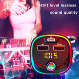 7-color Atmosphere Light Car Mp3 Player Stereo Handsfree Bluetooth 5.0 FM Transmitter PD QC3.0 Dual USB Charger