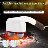 2 Heads Charging Electric Body Hammer Red Light Vibration Back Cervical Massage Stick Health Care Relieve Pain