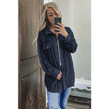 Women's Solid Lapel Loose Single Breasted Jacket
