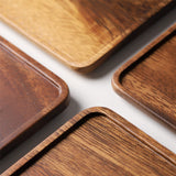 3X Acacia Wooden Tray, Solid Wood Wooden Afternoon Tea Tray, Fruit Tray, Coffee Shop Simple Snack Tray