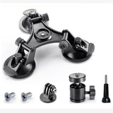 Car Suction Cup Tripod Mount Glass Holder Triangle Low Angle with 1/4" Tripod Adapter Mount for Gopro11 10 9 8 Sjcam Yi 4K