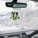 Tree Acrylic 3D Visual Effect Round Christmas Winter Fesitval Theme Decorative Ornaments For Car
