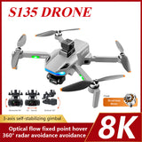 S135 Three-Axis Profesional 360° radar avoidance 8K HD camera Drone GPS Return Dron 5G Brushless Motor RC Quadcopter Gift