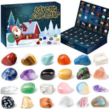 Christmas Advent Natural Gemstones Collection 24 Days Countdown Calendar Crystal Stone Gift Box for Kids