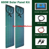 600W/300W Flexible Solar Panel Kit - 18V Monocrystalline Cell Solar System for Outdoor Camping, Yacht, Car, RV, Boat, and Power Emergency.