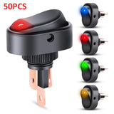 50PCS LED Lighted Rocker 12V Illuminated ON Off Toggle 30A 3Pin SPST Oval Shaped Switch 12mm Hole for Car Truck