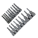 10Pcs 6-15Mm Nuts Driver Drill Bits Tools Set Magnetic Extension Metric Socket Wrench Screw Drill Bit Holder 1/4Inch Hex