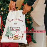 personalised Santa Claus sack Christmas stocking Merry Xmas eve Decoration family Children kid boy girl gift Present Toy Bag