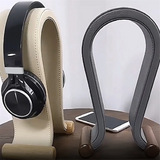 U Shape Leather Headphone Holder Tabletop Support Headset Display Stand for PC Gaming Earbuds Shelf Hanger,Creamy-White