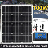 100W 18V Monocrystalline Silicone Cell Solar Panel Kit with Controller - Power Bank for Phone, Car, Yacht.