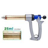 25/50ml Adjustable Continuous Syringe for Animal Vaccine Injector Semi-Automatic Scale Needle Veterinary Chicken Sheep