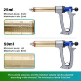 25/50ml Adjustable Continuous Syringe for Animal Vaccine Injector Semi-Automatic Scale Needle Veterinary Chicken Sheep