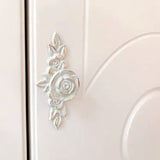 4 Pcs Euro Roses Cabinet Knobs With Backplate Flower Drawer Pull Handles For Dresser Vanity Nightstand Cupboard
