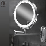 1pc Double-Sided Wall Mounted Makeup Mirror with LED Light and Magnifying Lens - Perfect for Bathroom and Vanity Use Christmas Decor Thanksgiving Gift 2023