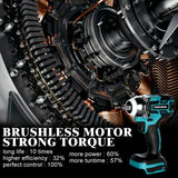 520N.m Brushless Electric Impact 2 Square Cordless Wrench 2Pcs Li-ion Power Tool for Makita Battery