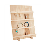 4-Tier Wooden Stand,with Slots Rustic Earring Display Card Holder for Showing Exhibition Jewelry Storage