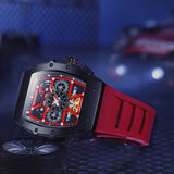 GUANQIN Design Automatic Mechanical Male Watch Hollow Tourbillon Luxury Business Brand Sapphire Clock Rubber Strap Waterproof