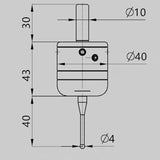 Cnc Three-Coordinate Probe Center Rod 40Mm 3D Photoelectric Edge Finder Probe Probe Center Rod With Steel Tungsten Probe