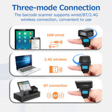 Wearable Ring Type Barcode Scanner - USB Wired + 2.4G + BT Three-Mode Connection, Supports One-Dimensional Barcode & QR Code Scanning