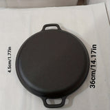 1pc, Cast Iron Pizza Pan (35.99cm), With Lid, Pizza Skillet For Cooking, Baking, Grilling, Kitchen Utensils, Kitchen Gadgets, Kitchen Accessories, Home Kitchen Items