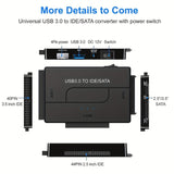 Hard adapter converter, 2.5/3.5-inch hard disk SSD universal recovery kit, 1 power supply