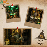 3D Wooden Puzzle DIY Miniature Kit for Insert Decoration - Book Nook Kit. Magic Book House Stand for Bookshelf.