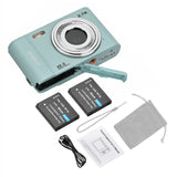 Andoer 1080P/2.7K Digital Camera 48MP 2.4-inch IPS Screen 16X Zoom AF Self-Timer Face Detection Anti-shaking with 2pcs Batteries