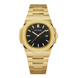 PINTIME Fashion Business Mens Watches Large Face Analog Quartz Wristwatch For Man Matte Stainless Steel Band Reloj Hombre Gifts