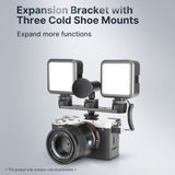 PT-23 Vlog Expansion Bracket 3 Cold Shoe Mounts 180° Rotatable for Mounting LED Video Light Microphone