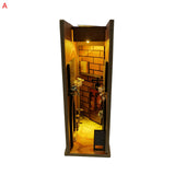 Wooden Diagon Alley Book Nook LED 3D Bookend Stand Bookshelf Insert DIY Bookshelf Decor Model Building Kit DIY Decorative Books