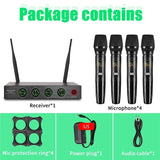 4 Channel Wireless Microphone System Home Karaok Micro Phone PA Speaker Singing Party TV Professional UHF Handheld Dynamic Mic
