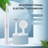 Multifunctional Electric Adult USB Sonic Soft Bristle Toothbrush Portable Household Beauty Cleansing Instrument