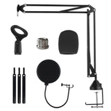 Microphone Stand Suspension Boom Scissor Arm Stands With 3/8-5/8 Screw Table Mounting Clamp Filter / Clip Holder
