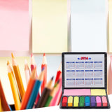 Memo Pads 2024 Desktop Calendar with Colorful Sticky Notes Strong Stickiness Office Supplies Set for Easy-peel