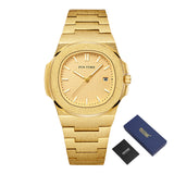 PINTIME Man Watch Waterproof Stainless Steel Quartz Wristwatch Nautilus Scrub Male Business Clock Calendar Relogios Masculino