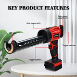 Cordless Caulking 10oz/300ml Electric Silicone 4 Adjustable Speed Adhesive Gun with LED Light for 18V Battery