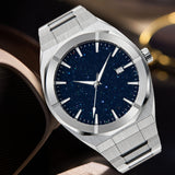Matte Star Dust Dial Black Watch Full Stainless Steel Strap High Quality Luxury Frosted Japanese Miyota Quartz Watches for Men