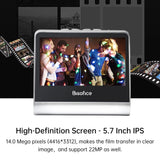 Film and Slide Scanner for 135 Film(36*24mm)/126KPK /110 Film/Super8/ Monochrome/Slide to Digital JPEG Photos 5'' Screen 16GB