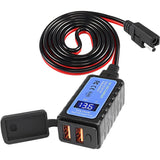 36W SAE To Dual USB QC3.0 Charger Voltmeter ON/Off Switch 100CM Cable Waterproof Motorcycle Accessories