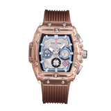 PINTIME Fashion Men's Watch Classic Tonneau Style Military Watches Sport Chronograph Lumious Date Quartz Wristwatch