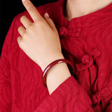 Women's Fashion Simple And Natural Raw Ore Cinnabar Crystal Sand Rough Stone Bracelet