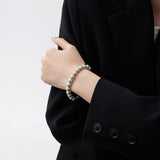 Graceful Personality Light Gray Pearl Horseshoe Bracelet For Women