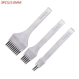 3PCS/Set 2.7/3.0/3.38/3.85MM Steel Flat Leather Chisel Oblique Flat Cut Leather Tools Craft Hole Punch Kit DIY Tool 2/5/10 Teeth