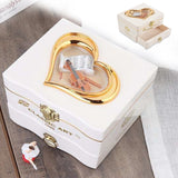 NEW ARRIVAL Classic Rotating Dancer Piano Music Box Clockwork Plastic Jewelry Box Girls Hand Crank Music Mechanism White